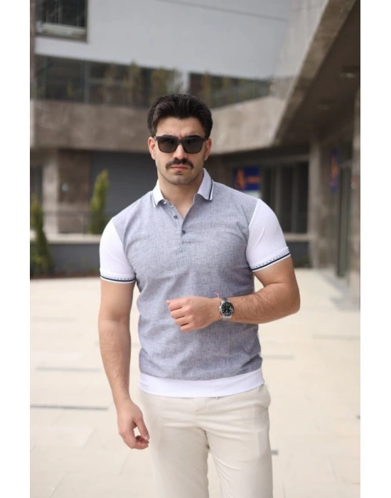 Erkek Polo Yaka Fermuar Detaylı Tişört
