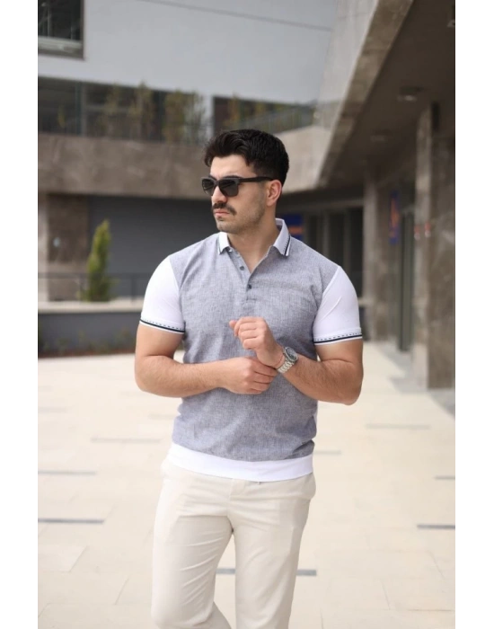 Erkek Polo Yaka Fermuar Detaylı Tişört