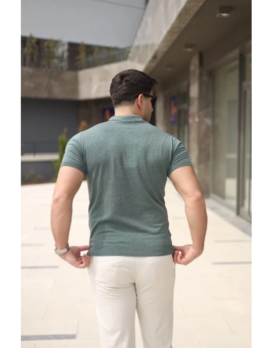 Erkek Polo Yaka Fermuar Detaylı Tişört