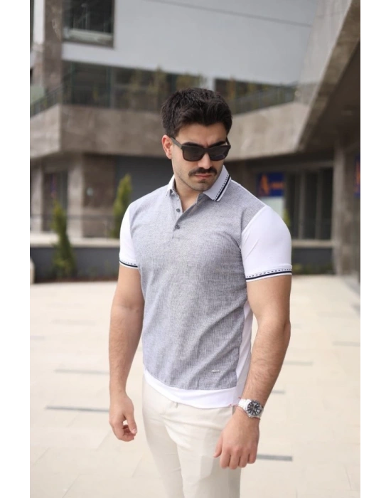 Erkek Polo Yaka Fermuar Detaylı Tişört