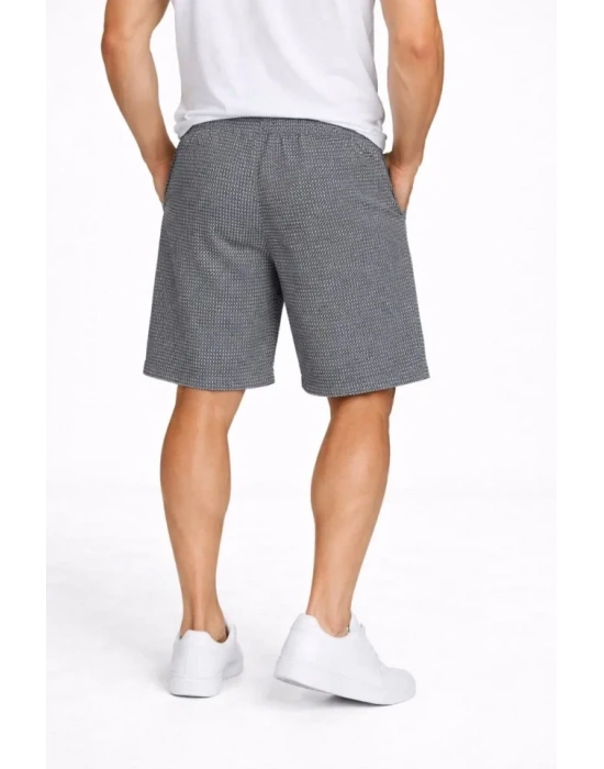 Erkek Pötikareli Şort – Beli astikli Bağcıklı, Cepli, Rahat Kesim Günlük Yazlık Şort  Füme