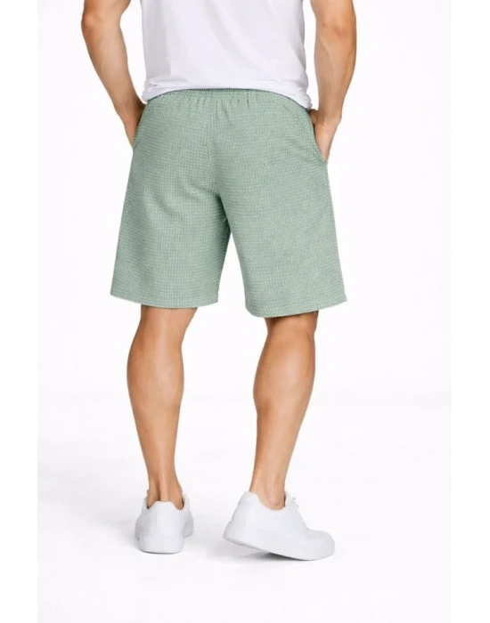 Erkek Pötikareli Şort – Beli astikli Bağcıklı, Cepli, Rahat Kesim Günlük Yazlık Şort  int Yeşili