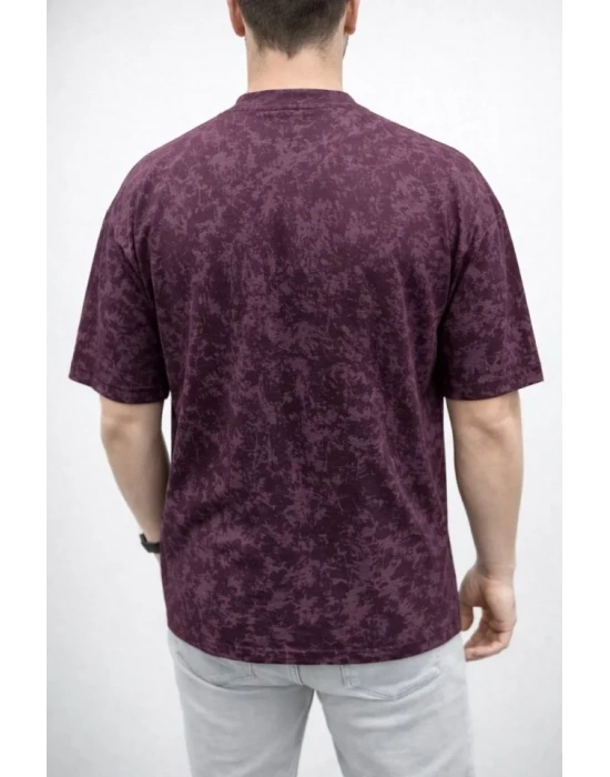 Erkek Premium Tişört OY Yumuşak Dokulu Yıkamalı Oversize Thirt  Bordo