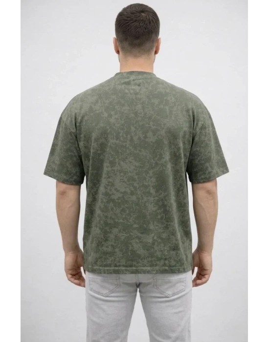 Erkek Premium Tişört OY Yumuşak Dokulu Yıkamalı Oversize Thirt  Haki