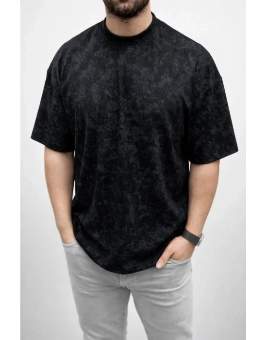 Erkek Premium Tişört OY Yumuşak Dokulu Yıkamalı Oversize Thirt  iyah