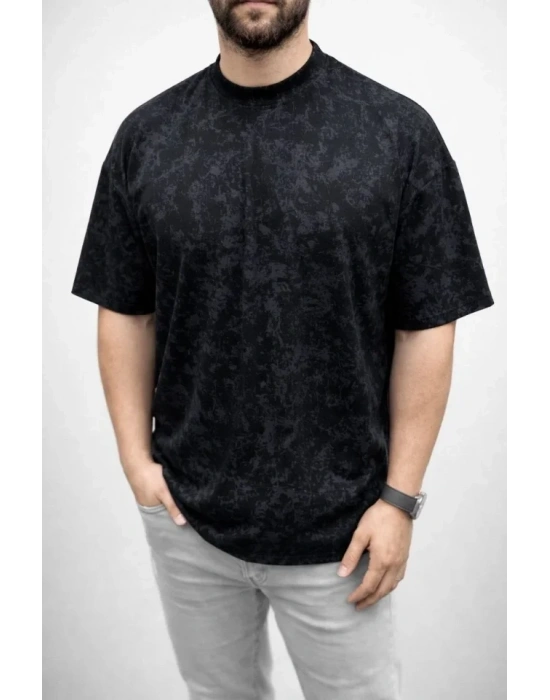 Erkek Premium Tişört OY Yumuşak Dokulu Yıkamalı Oversize Thirt  iyah