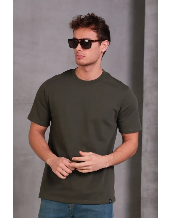 Erkek Relax Fit Bisiklet Yaka %100 Pamuk Rahat Kesim Basic Tişört