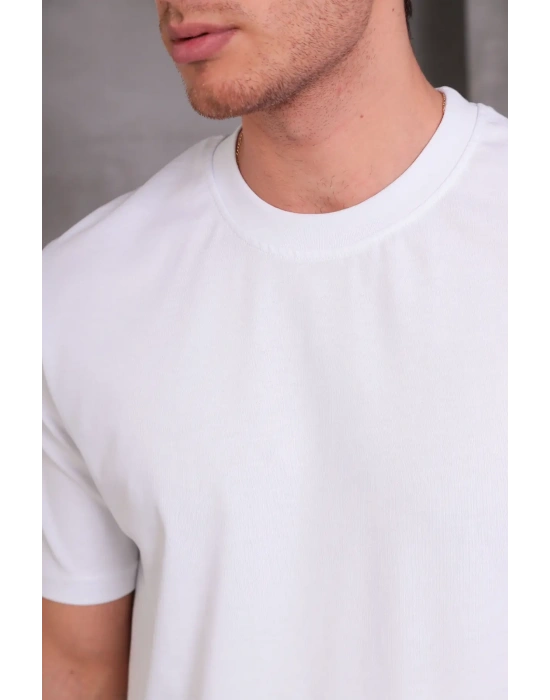 Erkek Relax Fit Bisiklet Yaka %100 Pamuk Rahat Kesim Basic Tişört