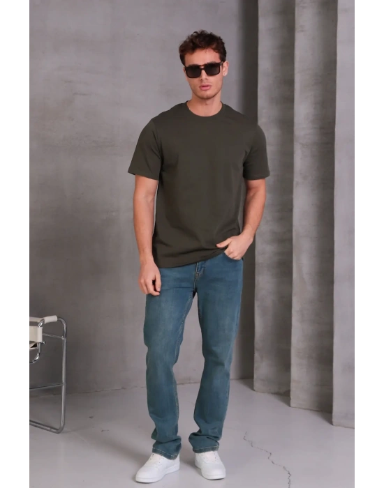Erkek Relax Fit Bisiklet Yaka %100 Pamuk Rahat Kesim Basic Tişört