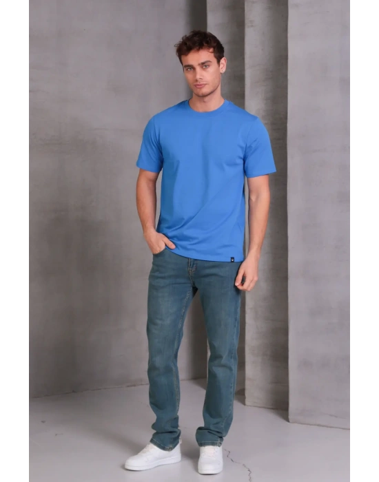 Erkek Relax Fit Bisiklet Yaka %100 Pamuk Rahat Kesim Basic Tişört