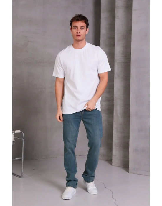 Erkek Relax Fit Bisiklet Yaka %100 Pamuk Rahat Kesim Basic Tişört