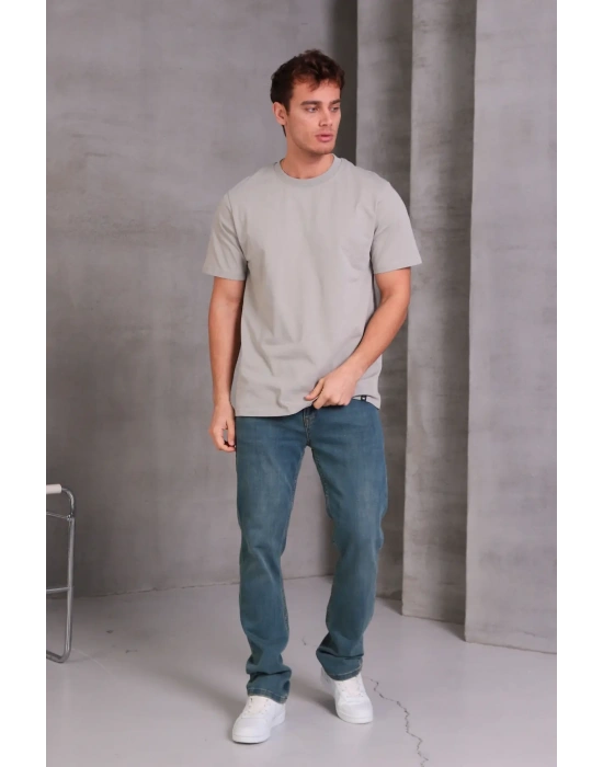 Erkek Relax Fit Bisiklet Yaka %100 Pamuk Rahat Kesim Basic Tişört