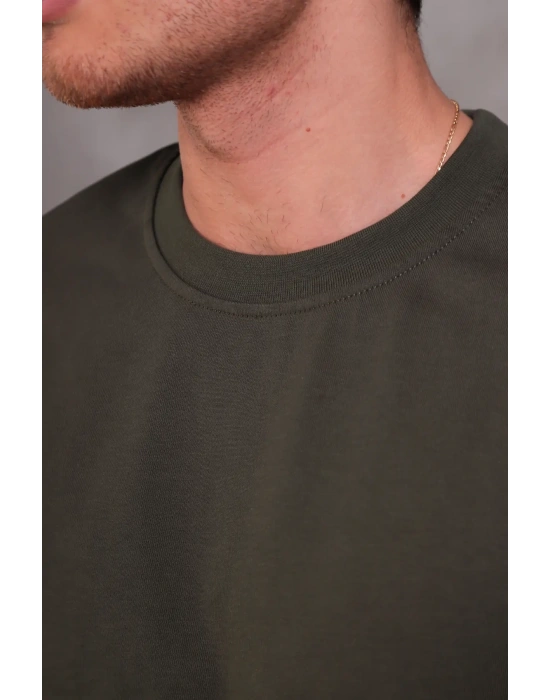 Erkek Relax Fit Bisiklet Yaka %100 Pamuk Rahat Kesim Basic Tişört