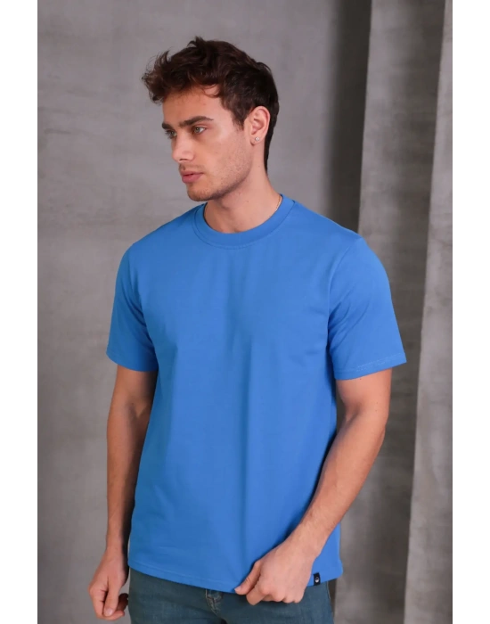 Erkek Relax Fit Bisiklet Yaka %100 Pamuk Rahat Kesim Basic Tişört