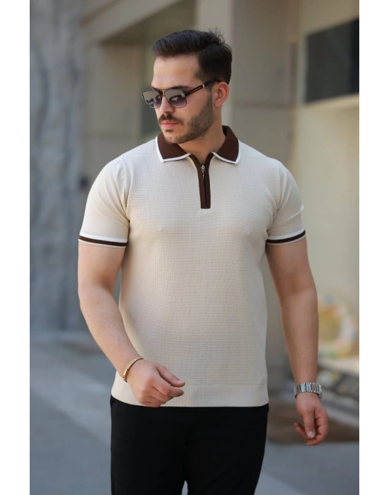 Erkek Renkli Yaka Kısa Kollu Tişört