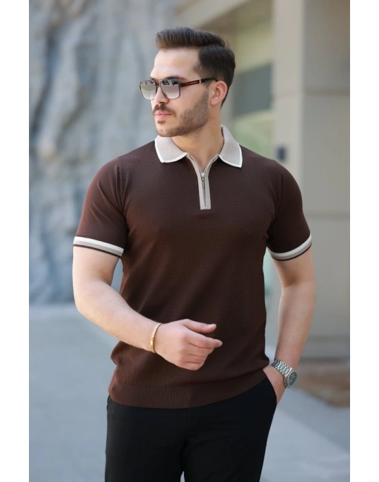 Erkek Renkli Yaka Kısa Kollu Tişört