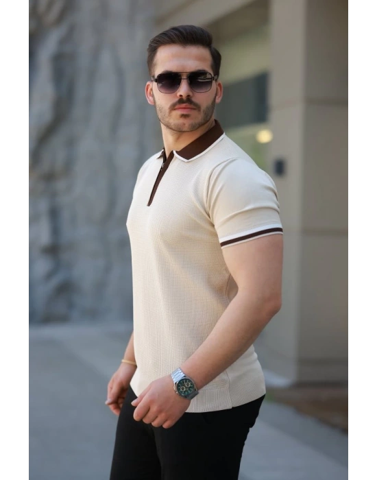 Erkek Renkli Yaka Kısa Kollu Tişört