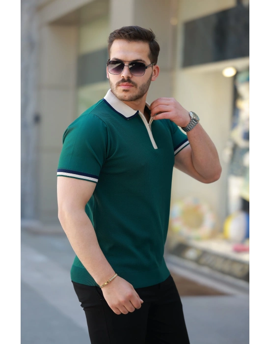 Erkek Renkli Yaka Kısa Kollu Tişört