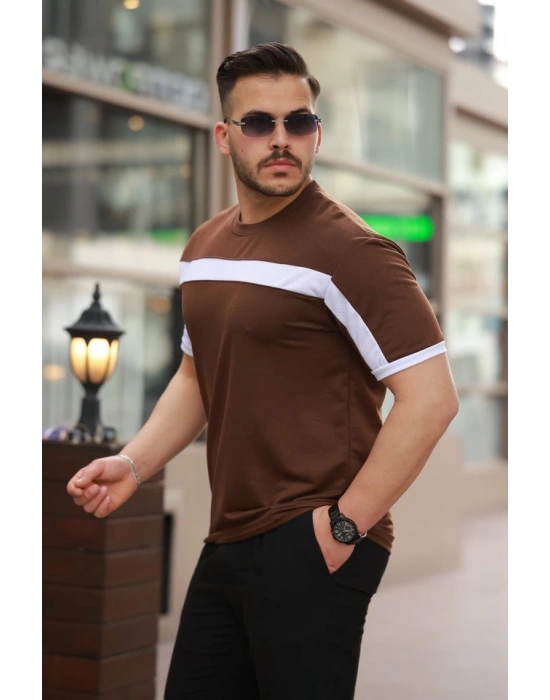 Erkek şerit Detaylı Kısa Kollu Tshirt