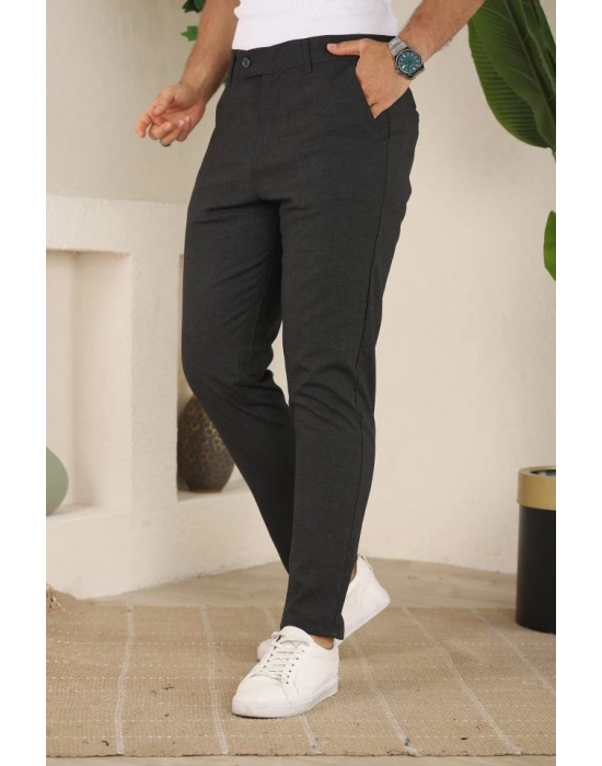 Erkek Slim Fit Likralı Bilek Boy Dilli Kumaş Pantolon