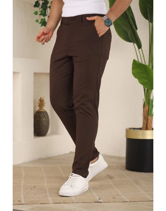 Erkek Slim Fit Likralı Bilek Boy Dilli Kumaş Pantolon