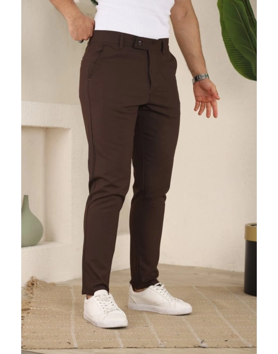 Erkek Slim Fit Likralı Bilek Boy Dilli Kumaş Pantolon