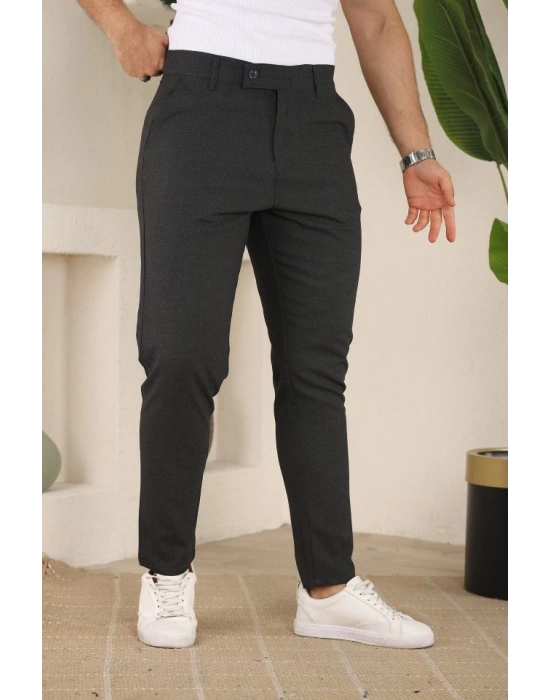 Erkek Slim Fit Likralı Bilek Boy Dilli Kumaş Pantolon