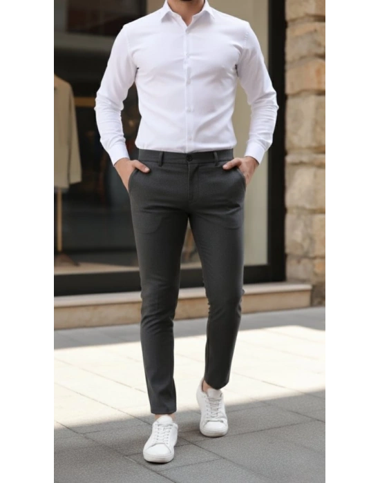 Erkek Slim Fit Likralı Gabardin Pantolon