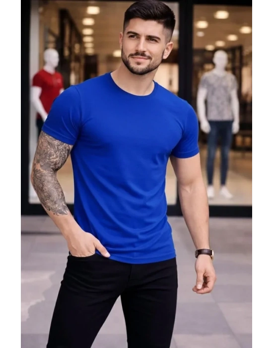 Erkek Thirt Bisiklet Yaka lim Fit Dar Kesim ikralı Tişört Günlük Basic Body  aks avisi