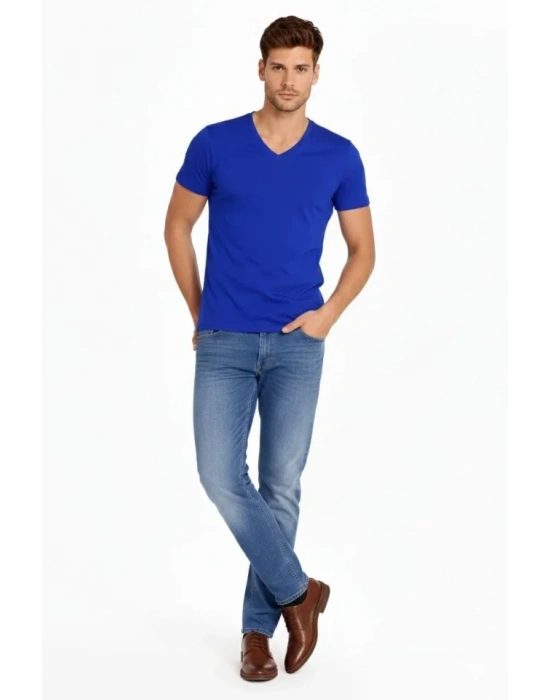 Erkek Thirt V Yaka lim Fit Dar Kesim ikralı Tişört Günlük Basic Body  aks avisi