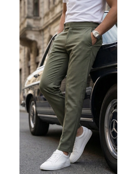 Erkek Toka Detaylı Oldmoney Kumaş Pantolon