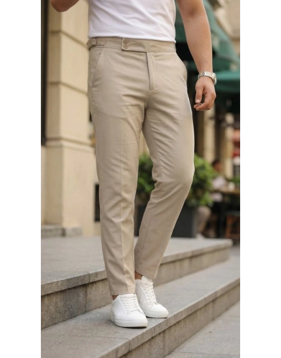 Erkek Toka Detaylı Oldmoney Kumaş Pantolon