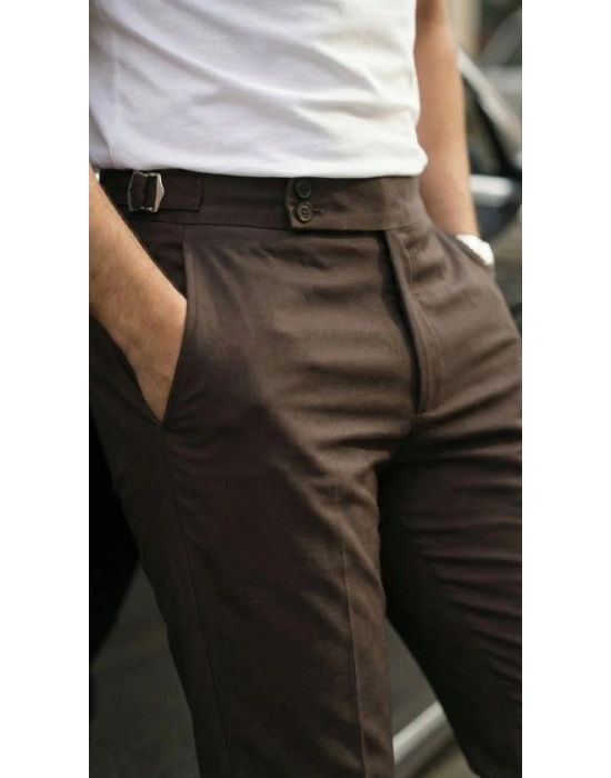 Erkek Toka Detaylı Oldmoney Kumaş Pantolon