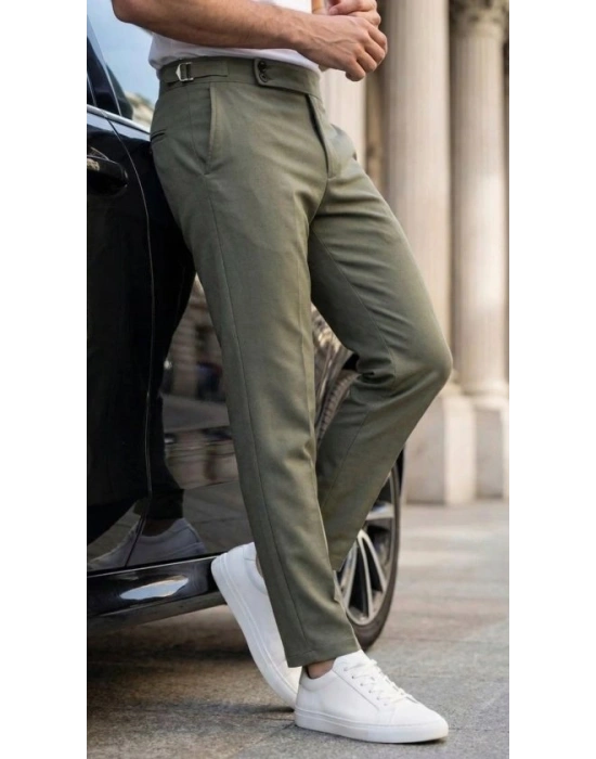 Erkek Toka Detaylı Oldmoney Kumaş Pantolon