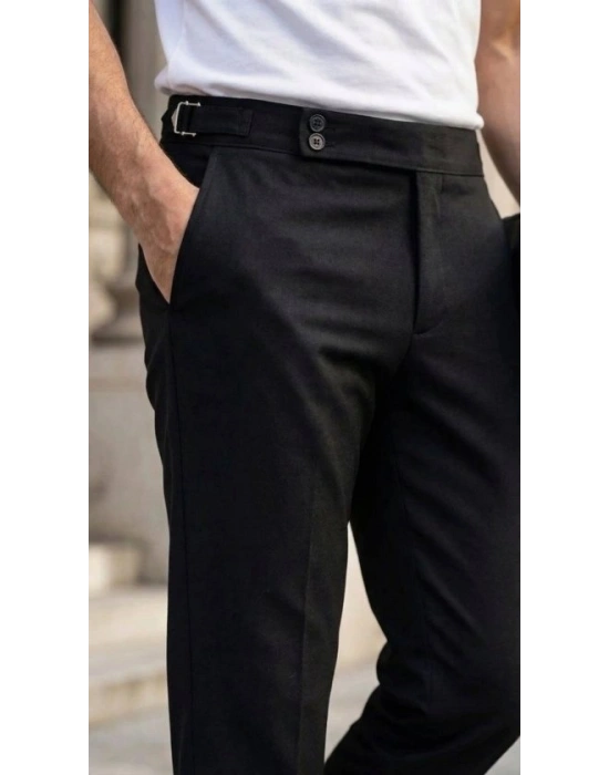 Erkek Toka Detaylı Oldmoney Kumaş Pantolon