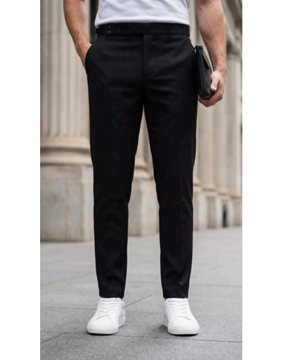 Erkek Toka Detaylı Oldmoney Kumaş Pantolon