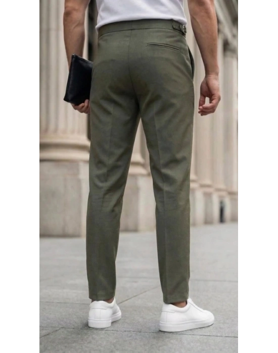 Erkek Toka Detaylı Oldmoney Kumaş Pantolon