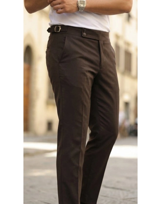 Erkek Toka Detaylı Oldmoney Kumaş Pantolon