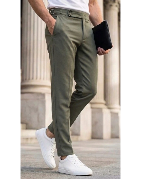 Erkek Toka Detaylı Oldmoney Kumaş Pantolon