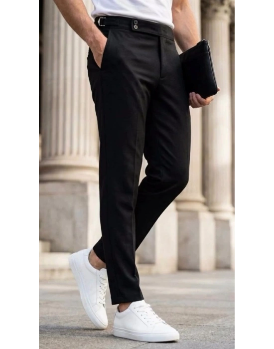 Erkek Toka Detaylı Oldmoney Kumaş Pantolon