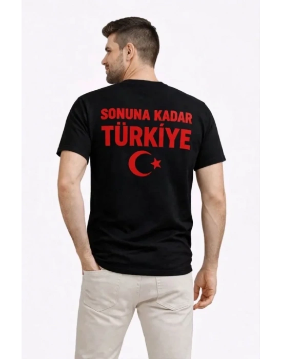 Erkek TÜRKİYE Ay Yıldız Baskılı Taraftar Forma Thirt  iyah