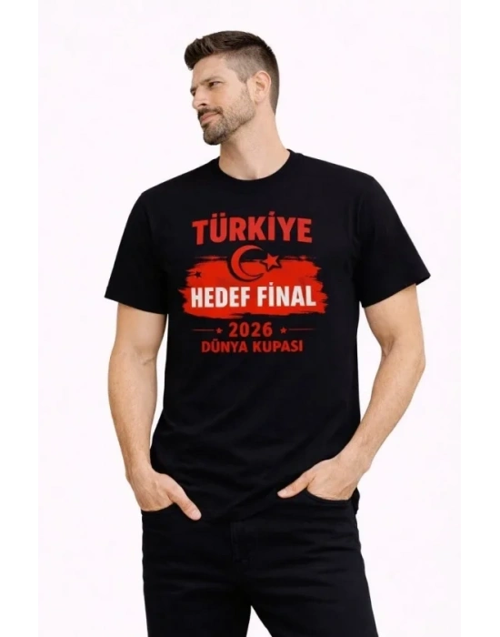Erkek TÜRKİYE Baskılı Tişört Ay Yıldız 2026 Dünya Kupası Taraftar Forma Thirt  iyah
