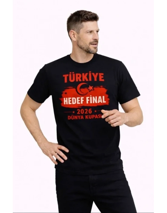 Erkek TÜRKİYE Baskılı Tişört Ay Yıldız 2026 Dünya Kupası Taraftar Forma Thirt  iyah