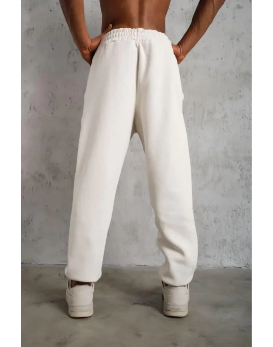 Erkek Üç İplik Alt Eşofman astikli  Beyaz