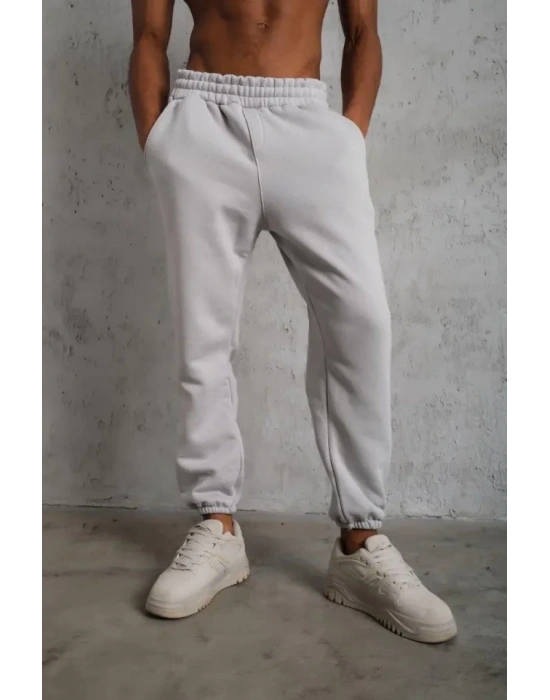 Erkek Üç İplik Alt Eşofman astikli  Gri