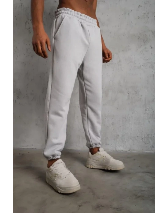 Erkek Üç İplik Alt Eşofman astikli  Gri