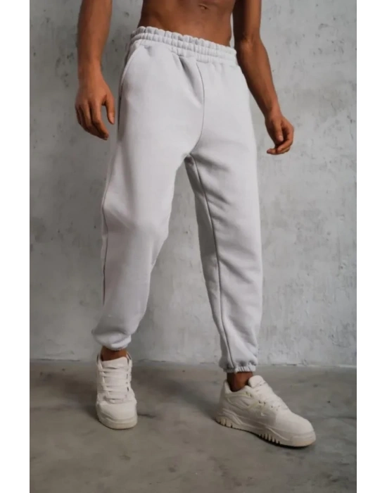 Erkek Üç İplik Alt Eşofman astikli  Gri