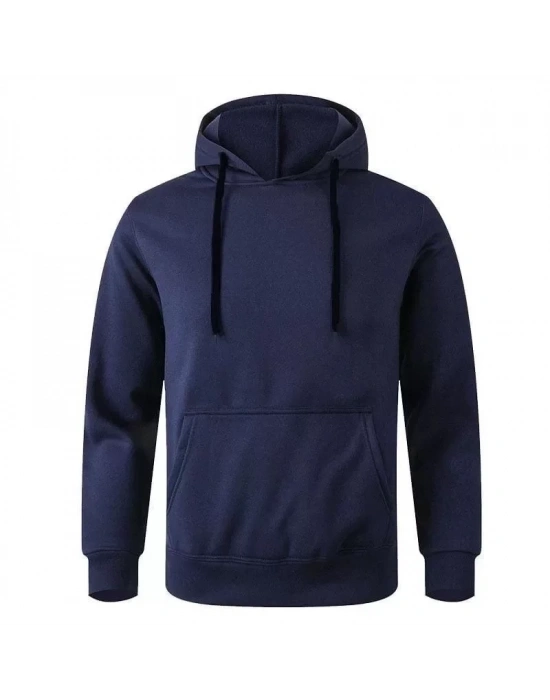 Erkek Uzun Kol Kapşonlu Basic weatshirt Hoodie  acivert