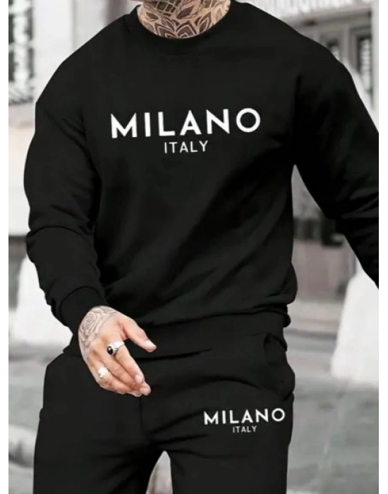 Erkek Uzun Kollu Baskı Detaylı Iki Iplik Takım