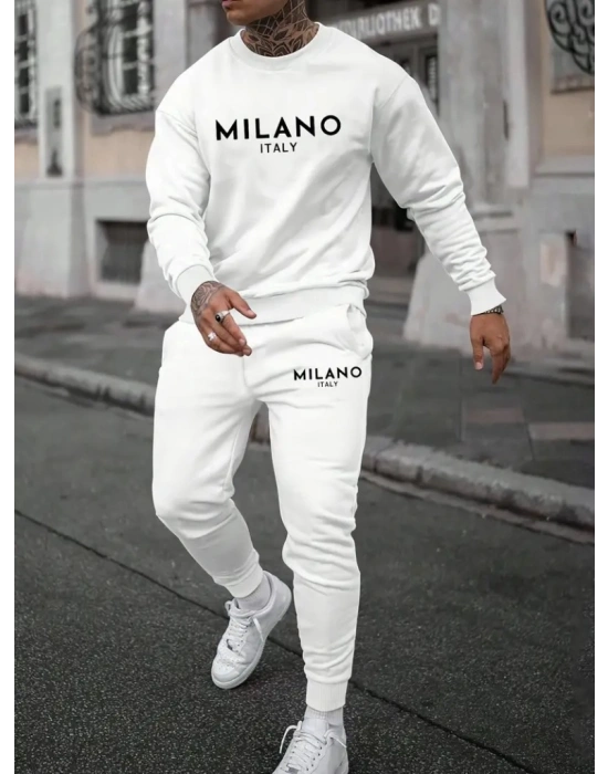 Erkek Uzun Kollu Baskı Detaylı Iki Iplik Takım